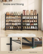 SONGMICS Shoe Rack, 10-Tier Shoe Organizer, Metal Rack for Garage, Set of 2, 5-Tier Stackable Shelf, with Adjustable Flat or 