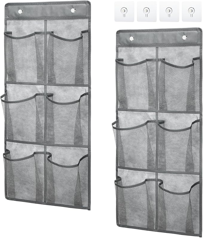 2 Pack Hanging Locker Organizer Wall Mounted Shoes Rack Cabinet Storage Bags with Adhesive Hooks Closet Hanging Space Saving 