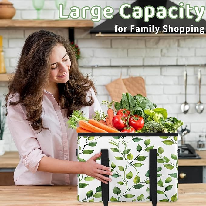 Reusable Grocery Bag, Foldable Large Shopping Tote Bag for Groceries Kitchen Picnic Car Trunk
