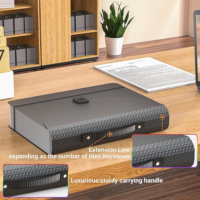 Expanding File Folders,Accordion File Organizer,25 Pockets Expandable File Folder with Plastic Handle,Portable Filing Box,Mon