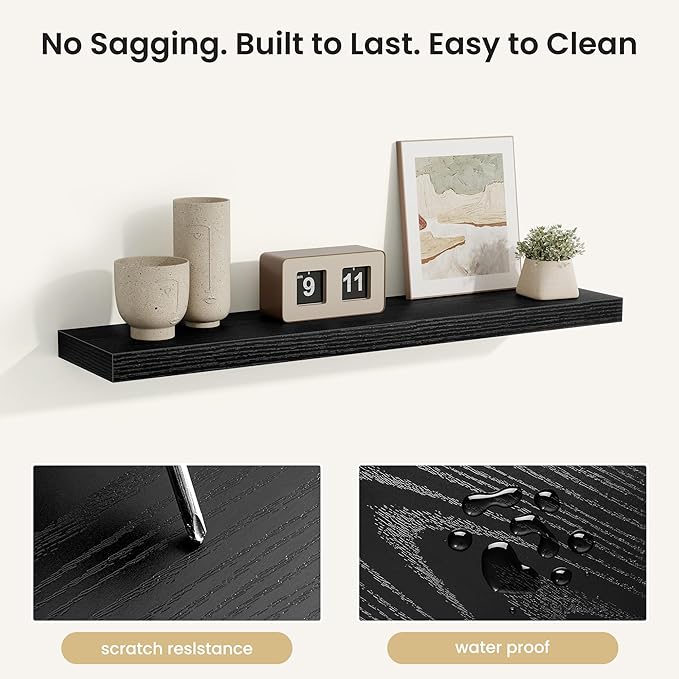 Fun Memories Floating Shelves for Wall, Rustic Wood Wall Mounted Shelves for Bathroom, Bedroom, Living Room & Kitchen, Storag