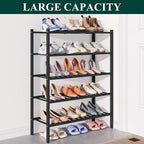 Smiry Bamboo Shoe Rack for Closet, 5 Tier Wooden Stackable Shoe Organizer, Free Standing Shoes Storage Shelf for Entryway, Fr