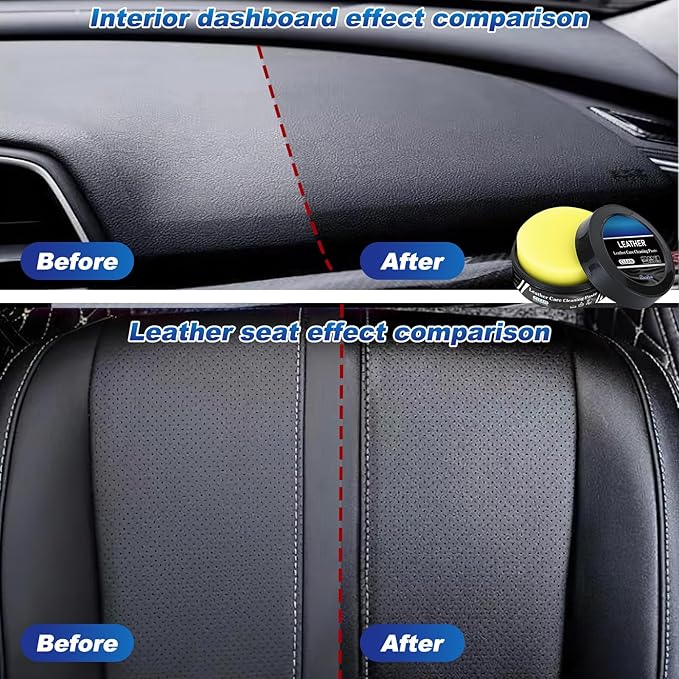 2Pcs Leader Cleaning and Care Cream & Cleaning Paste for Leather Care, Automotive Interior Leather Cleaning Cream, Leather Re