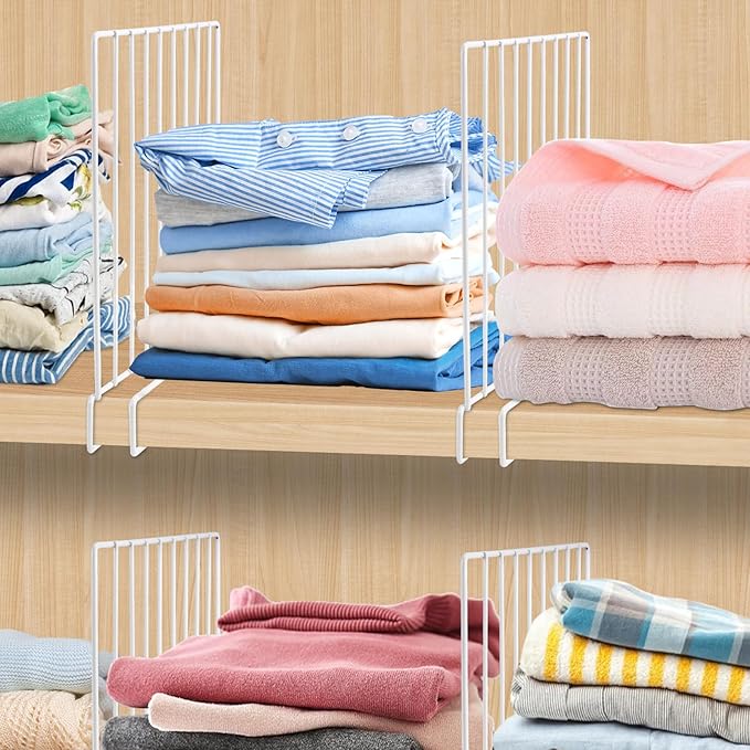 8-Pack 9“ Tall Metal Shelf Dividers for Closet Organization, Wardrobe, Bookshelf, Cabinet, Cupboard - Closet Shelf Dividers -