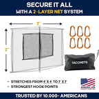 Upgraded Highly Elastic Cargo Net, USA Company, Simple Truck Bed Cargo Mesh Organizer, Suitable for Light Loads, Heavy Duty Carabiners, 4'x4' Double Layer