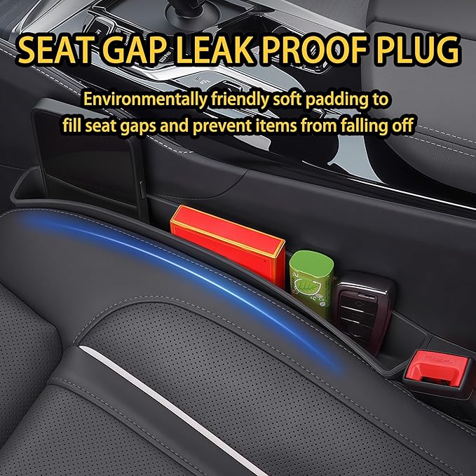 2PCS Universal Car Seat Gap Filler, Durable & Easy Install, No-Drop Seat Side Gap Seam Filler Organizer to Fill the Gap Space Between the Console and Seats, with Phone Holder for Car, SUV, Truck