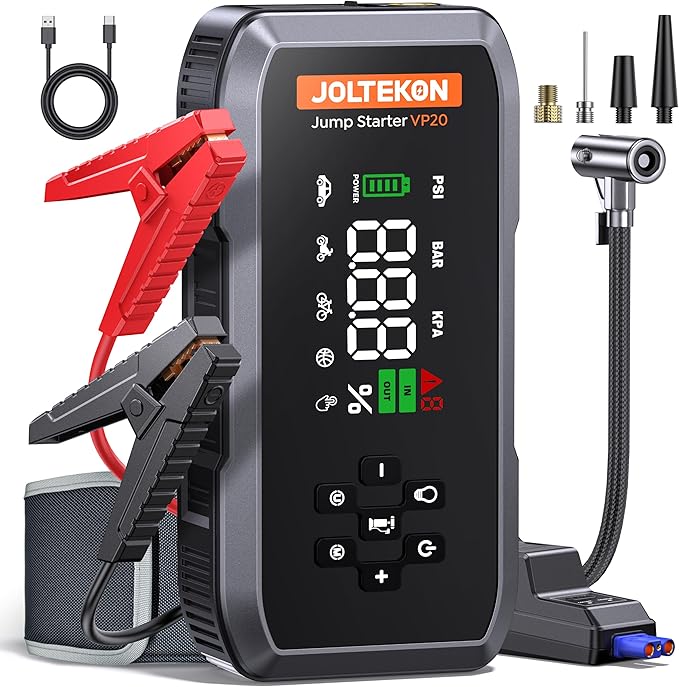 Car Battery Jump Starter with Air Compressor 4500A Powerful Battery Jumper Starter Portable with 150PSI Auto-Pause Pump 12V