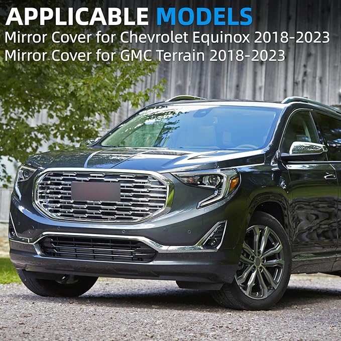 Driver Side Mirror Cover Replacement for Chevrolet Equinox 2018 2019 2020 2021 2022 2023, for GMC Terrain 2018-2023 - Left Side Mirror Covers, Rear View Mirror Cap Accessories Chrome