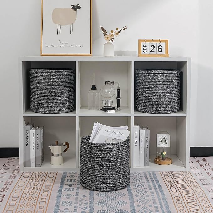 voten Storage Cubes Baskets Bins Organizer 11x11x11'' Fit 12x12''Cube Storage Organizer Bookcases Shelves,Roomy Cute Durable 