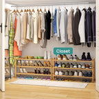 viewcare 3-Tier Long Shoe Rack, Bamboo Wood Shoe Rack for Closet, Entryway & Hallway, Stackable | Beautiful | Functional | St