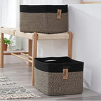 COMFY-HOMI Cotton Rope Woven Basket with Handles for Shelves,Toys,Book, Cloth Storage Baskets Bin for Organizing-13.5"x11"x9.