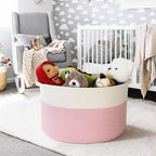 MEGASKET Pink Storage Baskets for Organizing, 22"X22"X14" XXXL Blanket Basket Living Room, Large Toy Basket, Soft Pink Cotton