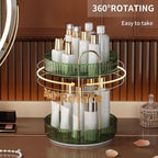 YCIA&DONE 360 Rotating Makeup Organizer and Storage for Vanity Countertop 2 Tiers, High Capacity Cosmetic Skincare Perfume Or