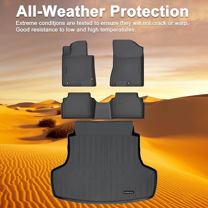 TPE Floor Mats for 2021-2026 Kia K5 (Only FWD Models) Sonata Hybrid 2020-2026 All Weather Car Floor Liners Fit Hyundai Sonata Accessories Black