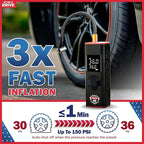 Tire Inflator Portable Air Compressor with LED Light – 12V DC Cordless Air Pump & Auto Shut-Off Function, 150 PSI Electric Air Pump for Car Tires with Digital Tire Pressure Gauge and Car Accessories