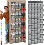 Windyun 40 Over The Door Shoe Organizer, Large Mesh Pocket Hanging Shoe Rack Hanger Large Capacity Gray Behind The Door Stora