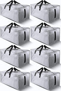 HOMESURE 8 Pack Large Strong Bags with Zippers & Carrying Handles - Water-Resistant - Heavy Duty Storage Tote for Space Savin