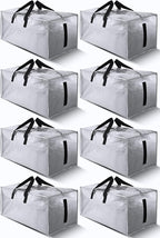 HOMESURE 8 Pack Large Strong Bags with Zippers & Carrying Handles - Water-Resistant - Heavy Duty Storage Tote for Space Savin