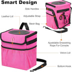 Car Trash Can Foldable Garbage Bin Leakproof 2.3 Gallons Car Trash Bag Pink