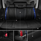 CAR PASS Nappa Leather seat Covers Bling Diamond Car Seat Covers Full Set Universal Cushioned, Waterproof Heavy-Duty Anti-Sli