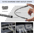 NBTEPEM 30 Pcs Bling Car Accessories Set for Women, Silver Steering Wheel Cover Set, Bling Console Cover, Seat Belt Cushion, Shift Knob Cushion, Cup Holder Coaster, Rhinestone Car Hanging Accessories