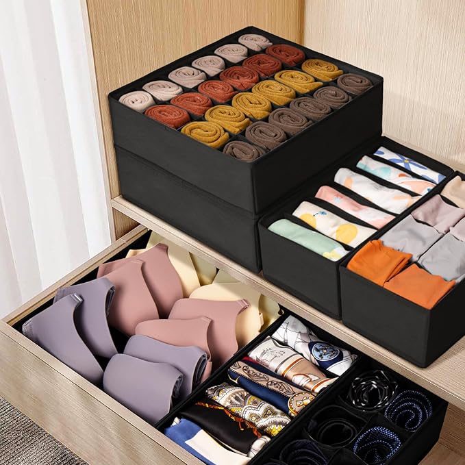 Drawer Organizer Clothes, 8 Pack Dresser Organizer Bins for Baby Clothes, Underwear Sock, Fabric Closet Organization and Stor