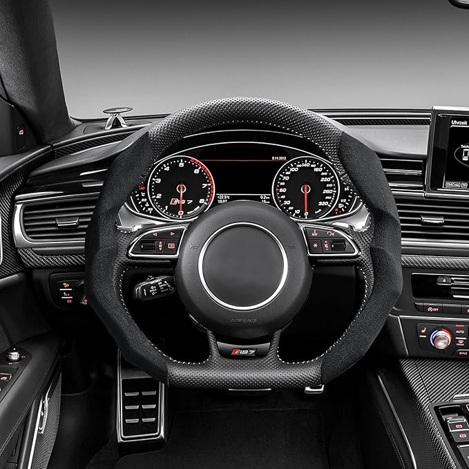 Suede Steering Wheel Cover with Anti-Slip Lining and Segmented Design 2pcs Universal Steering Wheel Protector for Men and Wom