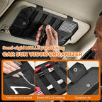 Molle Car Sun Visor Organizer, Auto Semi-Rigid MOLLE Panel Police Gear Holder w/Zipper Pocket & Sunglasses Clip, Universal Tactical Panel Visor Organizer for Cars SUVs Trucks