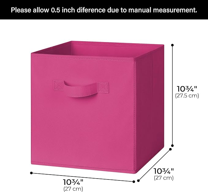 GRANNY SAYS Pink Gradient Cube Storage Bins, 11 Inch Cube Storage Organizer, Fabric Collapsible Storage Bins with Handle, Sto