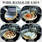 Outus 2 in 1 Car Steering Wheel Tray Steering Wheel Desk for Laptop Wooden Car Table Foldable for Eating Food Writing Work Multipurpose Travel Cars Accessories