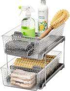 madesmart 2 Tier Organizer, Under Cabinet Storage with Pull Out Sliding Drawers, for Cleaning Supplies, Undersink, Sponges, B