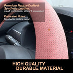 PINCTROT D Shaped Nappa Leather Steering Wheel Cover, Slim Fit No Bulk Design, One Piece Leather with Breathable Perforation,