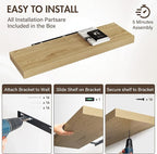 40 Inch Floating Shelves, 12" Deep Floating Shelf Wall Mounted, 40" Wall Shelves, Rustic Deep Bookshelf, Extra Deeper & Thick