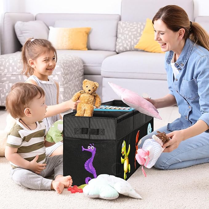 Extra Large Toy Box, Collapsible Sturdy Toy Storage Organizer with Lids, 155L Storage Box for Boys Girls, 42"x16"x14" Kids Bi