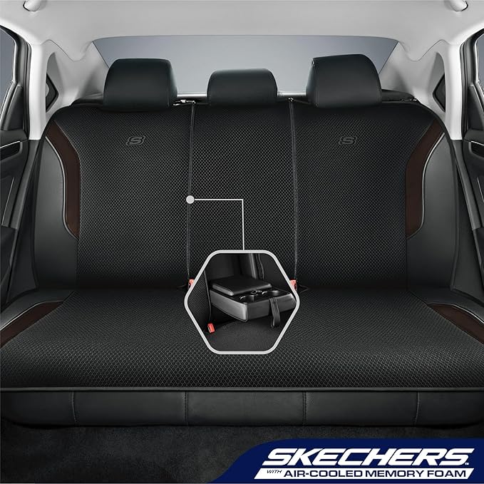 Skechers Memory Foam Car Seat Covers, Air Cool Mesh Thick Seat Covers, Car Seat Full Sets Airbag Compatible, Automotive Comfo
