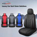 CAROMOP Luxury Faux Leather&Fabric Car Seat Covers 2 Front Seats with Breathable 3D Foam Back Support, Universal Seat Covers 