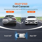 70mai 4K Dash Cam Front and Rear with STARVIS, Dashcam with 5GHz WiFi, GPS Car Camera, Super Night Vision, ADAS, 3'' IPS Scre