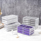 ProCase Earring Holder Organizer Jewelry Box with 3 Drawers, Acrylic Clear Earring Case with Adjustable Velvet Trays for Wome
