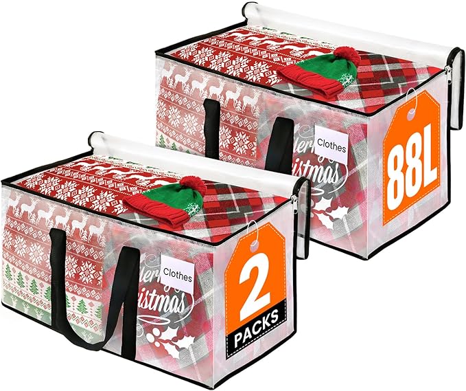 RoomHacks Clear Heavy Duty Extra Large Moving Bags, Reinforced Handle and Double Zipper, Storage Bags Alternative to Moving B