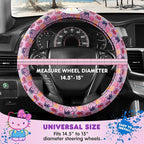 Hello Kitty Steering Wheel Cover, Official Sanrio Car Steering Wheel Cover with Universal Size 14.5-15.5, Cute Steering Wheel Cover for Women, Hello Kitty Car Accessories (Lavender Print)