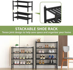 ROMGUAR CRAFT 4 Tier (Thick) Bamboo Shoe Rack for Closet Free Standing Wood Shoe Shelf for Entryway Small Space Stackable 27"