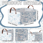 Boao 3 Pcs Blue Bow Storage Bin Collapsible Large Storage Baskets for Gifts Empty Candy Holiday Decor Canvas Laundry Basket F