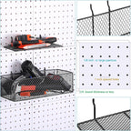 Hicarer 8 Pack Pegboard Baskets and Peg Board Racks Set, Pegboard Hooks, Square Style Wire Shelf Baskets, for Organize Tools,