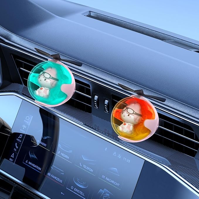 Pink Bunny Car Air Freshener with 6-Color Auto Light Up & 4 Scented Replacements Tablets – Light Scent, Decorative Auto Acces