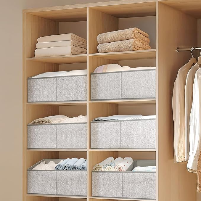 DIMJ Trapezoid Storage Bins for clothes - 4 Packs Closet Organizers and Storage Baskets, Foldable Closet Baskets with Handles