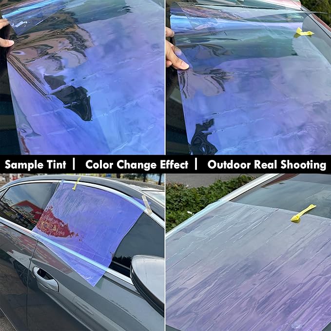 Charming Purple Blue Colorful Car Chameleon Windshield Tint Film 73.8% VLT Car Front Window Solar Protection Tint Color Change Window Film, 19.68" x 118.11"