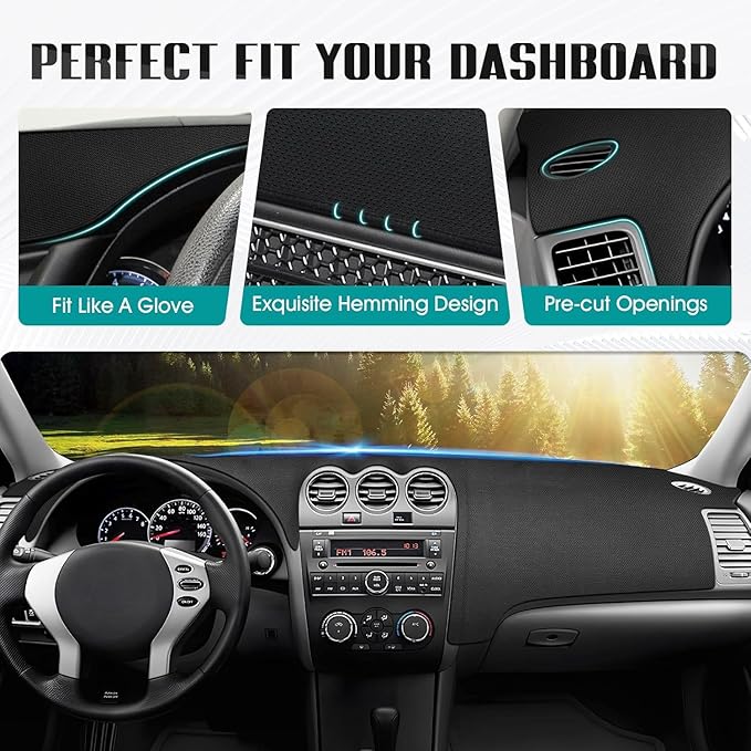 FIILINES Dash Cover Fit for Nissan Altima 2007-2012 Accessories Sunshade Non-Slip Mesh Dash Cover for Altima Accessories Dash