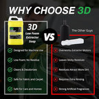 3D Extractor Carpet Cleaner Shampoo for Machine Use - Upholstery Cleaner, Stain Remover & Odor Eliminator - Low Foam, No Resi