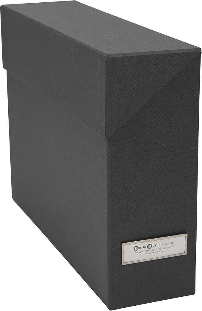 Bigso Lovisa Fiberboard Label Frame 12 File Storage Box - Document Organizer for Important Paperwork - Durable Hanging File B