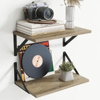 8" Deep Floating Shelves for Wall,16 inch Wood Wall Shelves Set of 2,Wide Floating Bookshelf with Sturdy Metal Brackets,Hangi